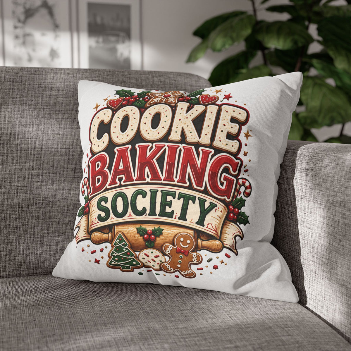 Christmas Cookie Baking Squad Pillowcase — Holiday Decorative Throw Pillow Cover