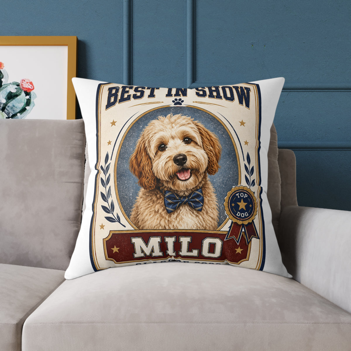 Best in Show Dog Pillow — Milo Bailey Dog Dad Mom  Personalized Milo Pet Decorative Pillow