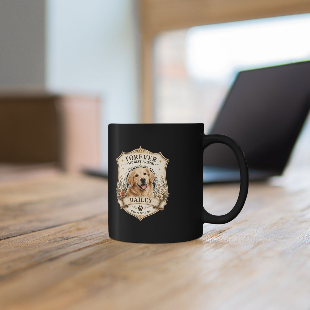 Milo Bailey Dog Dad Mom Forever My Best Friend Personalized Dog Photo Black Coffee Mug