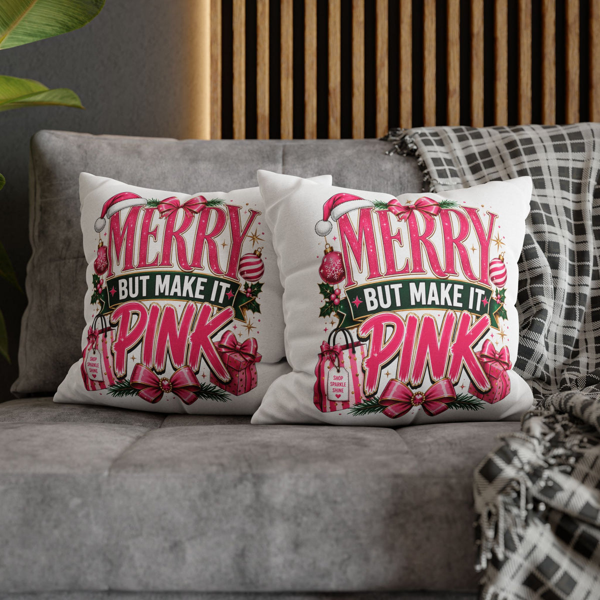 Christmas Merry But Make It Pink Christmas Pillowcase