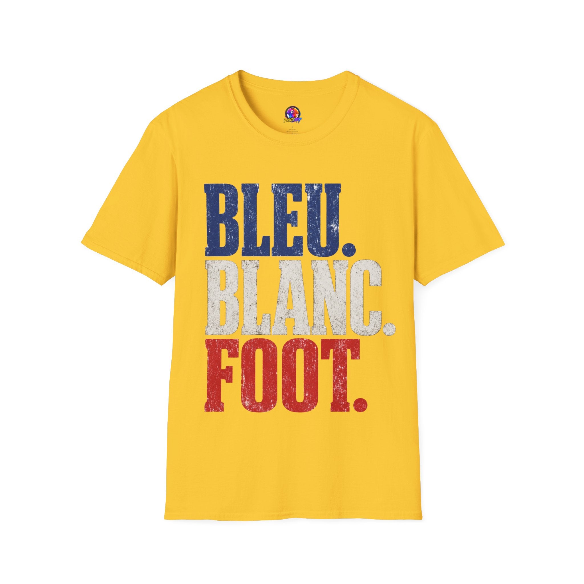 France T-Shirt — Bleu Blanc Foot Vintage French Flag Soccer Graphic Tee