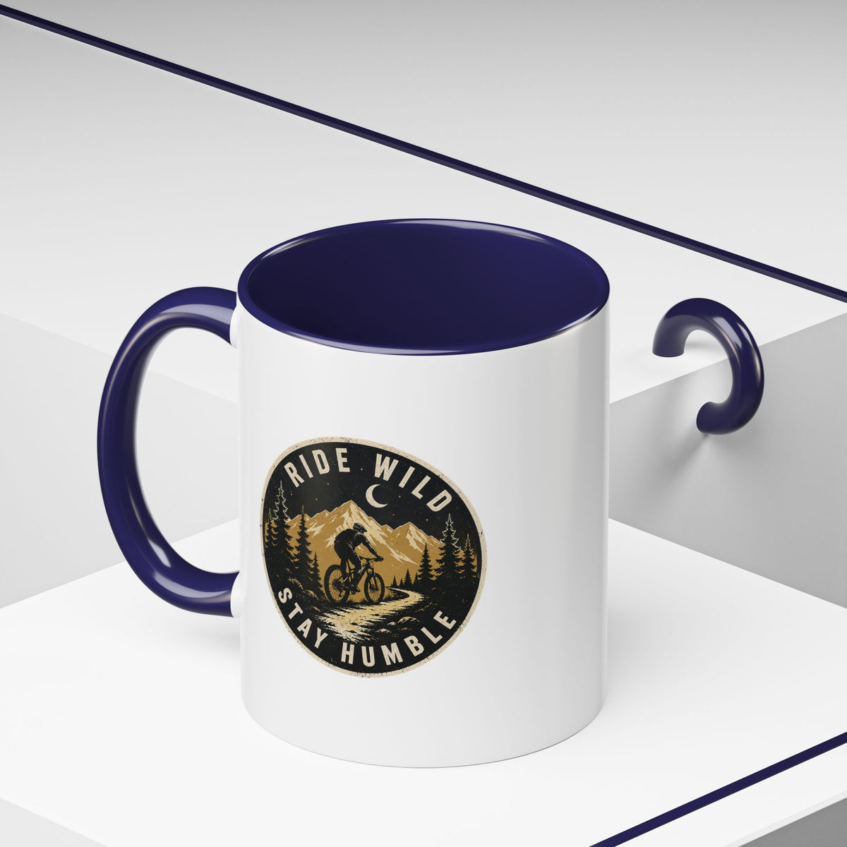 Milo Bailey Dog Dad Mom Ride Wild Stay Humble Accent Coffee Mug — Mountain Biking Adventure Travel Gift