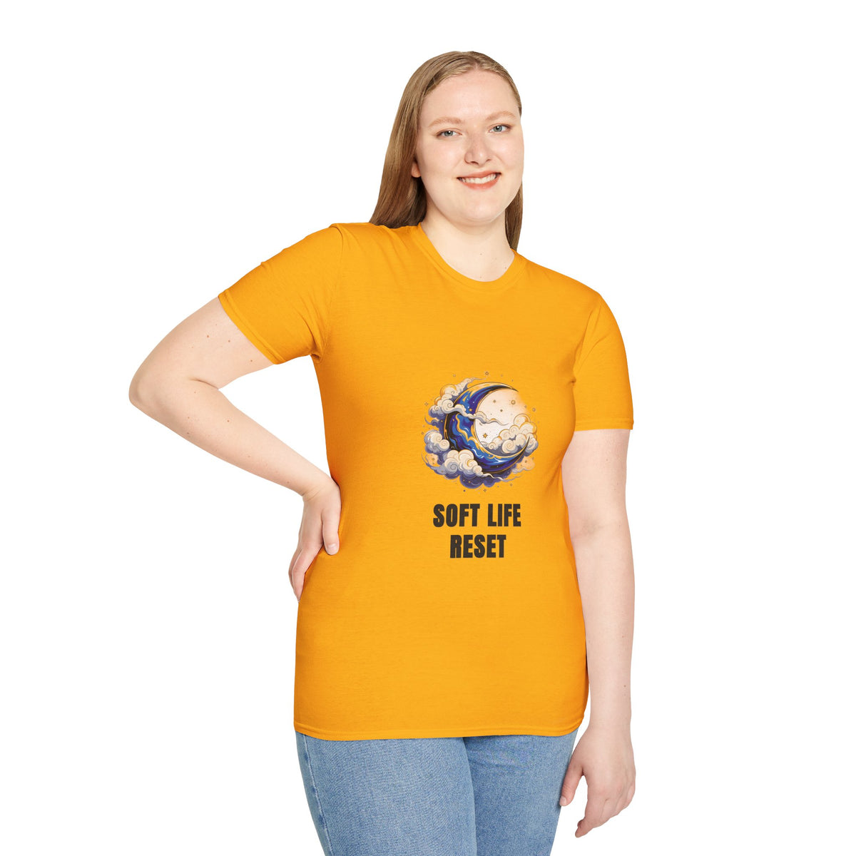 Soft Life Reset T-Shirt — Crescent Moon Cloud Graphic Tee - Trending Now - August 2026