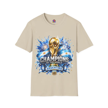 Argentina World Cup Champions T-Shirt — Gold Trophy Celebration Tee