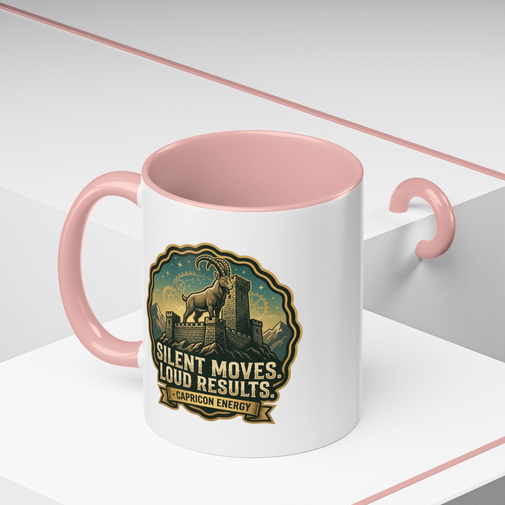 Capricorn Coffee Mug - "Silent Moves. Loud Results." Zodiac Goat Accent Mug
