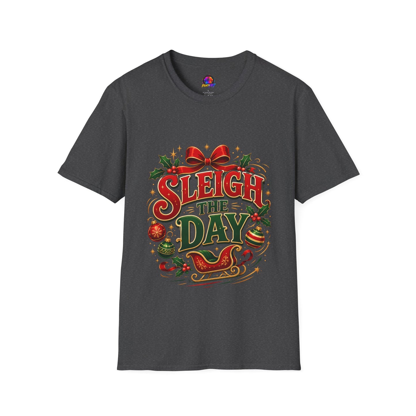 Christmas T-Shirt — "Sleigh the Day" Holiday Graphic Tee