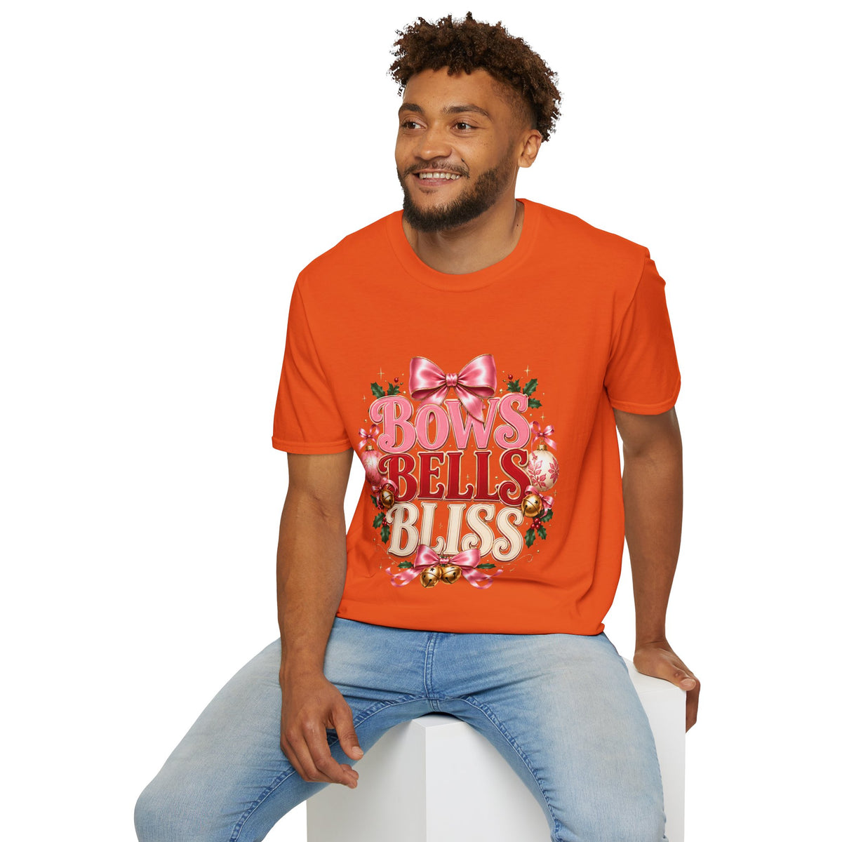 T-Shirt — Bows Bells Bliss Christmas Graphic Tee