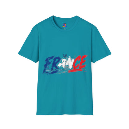 France Brushstroke Graphic T-Shirt — Tricolor Soccer/Travel Fan Tee