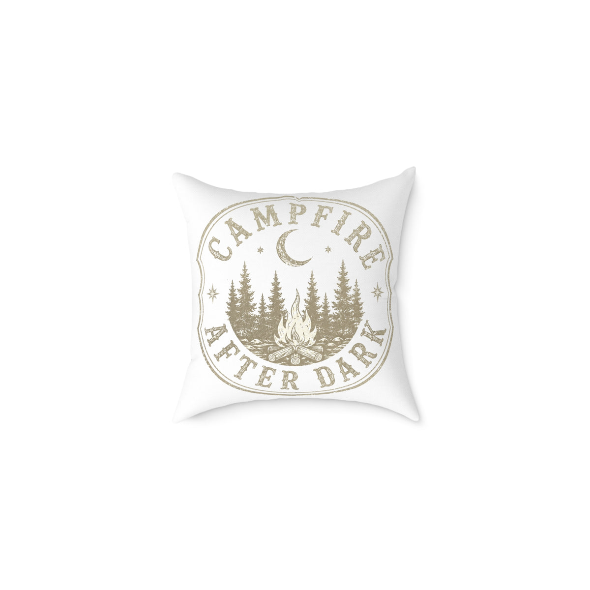 Campfire After Dark Square Throw Pillow Milo Bailey Dog Dad Mom— Rustic Outdoor Cabin Decor