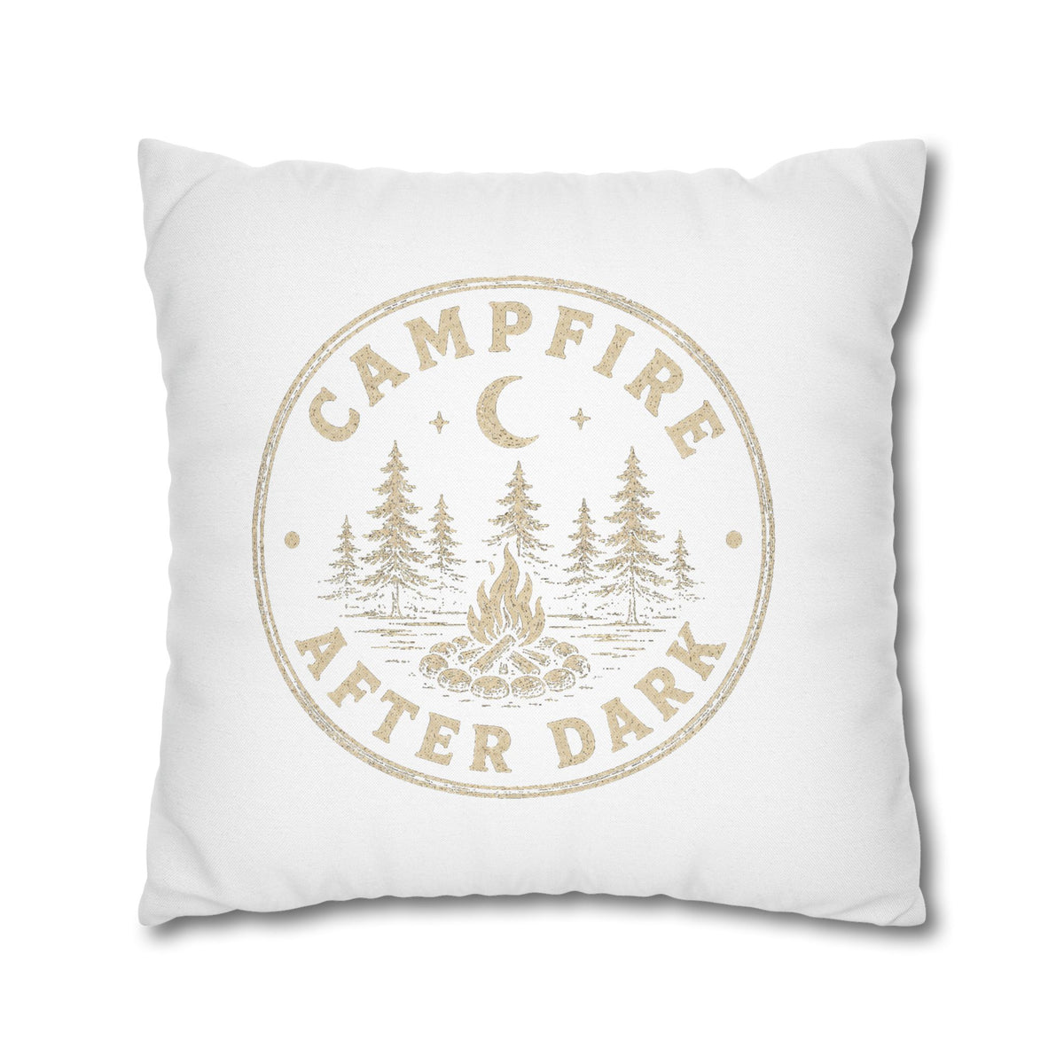 Campfire After Dark Decorative Pillowcase  Milo Bailey Dog Dad Mom— Rustic Camping Throw Pillow Cover