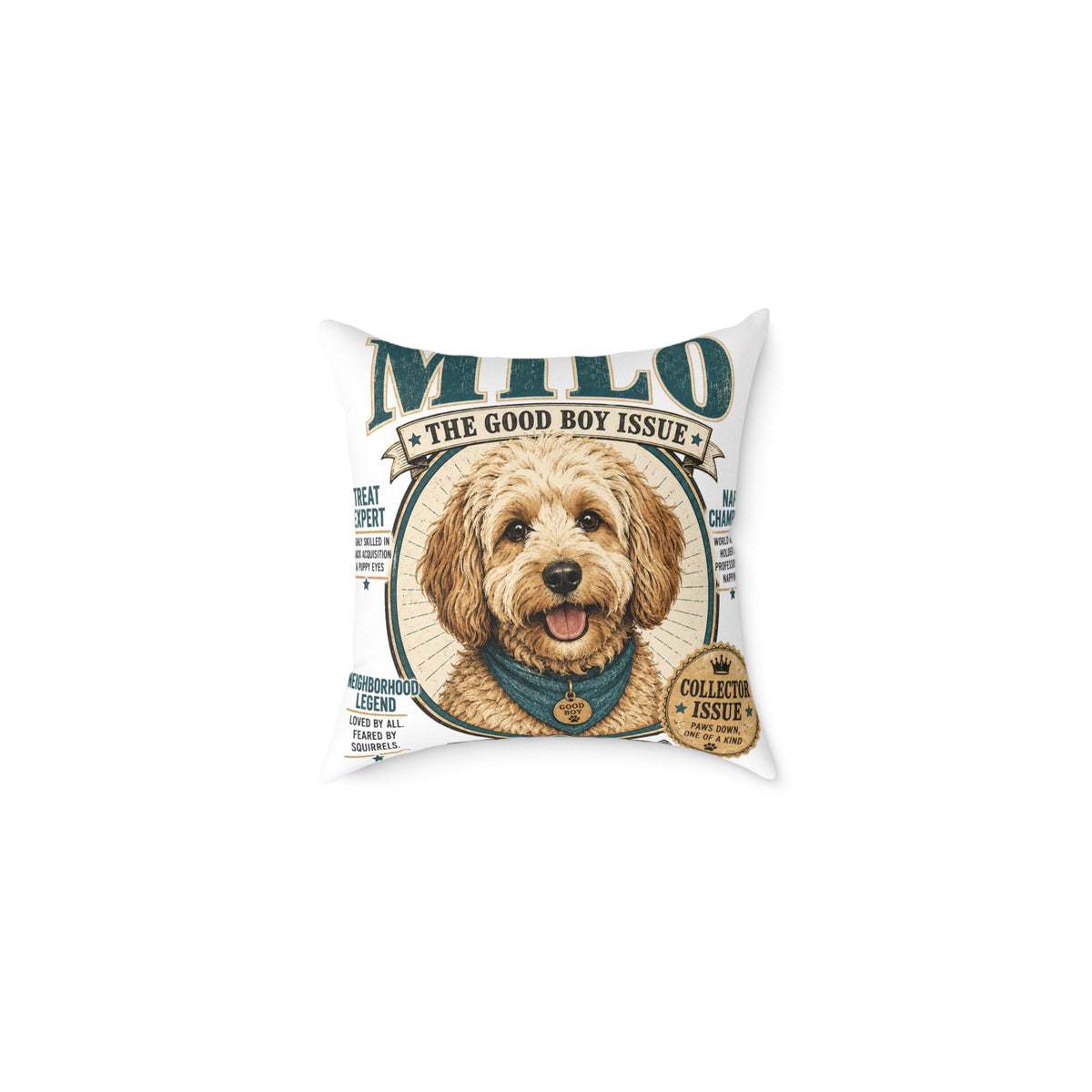Milo "The Good Boy Issue" Decorative Pillow  Milo Bailey Dog Dad Mom