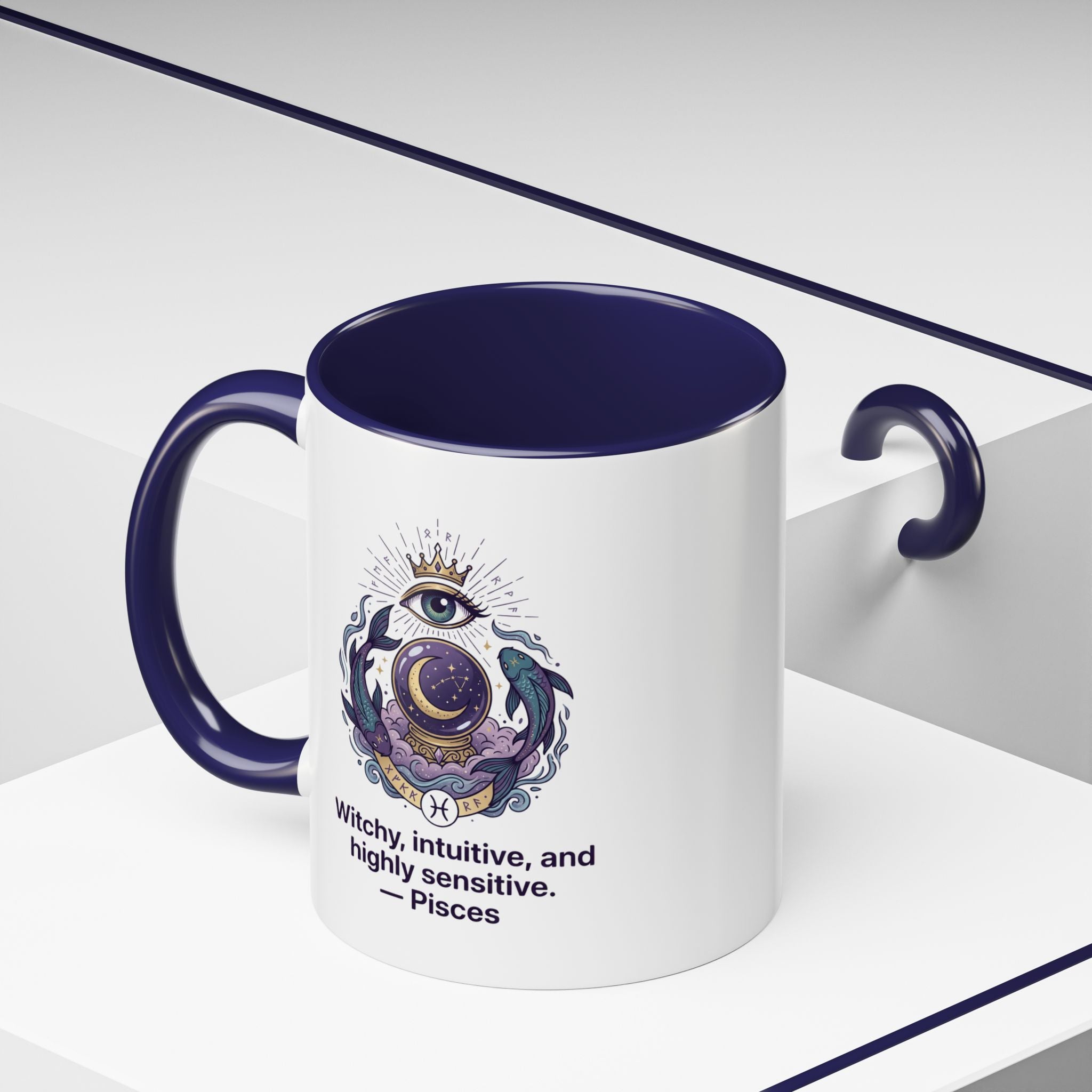 Pisces Witchy Accent Mug — "Witchy, intuitive, and highly sensitive" Astrology Coffee Cup (11/15oz)