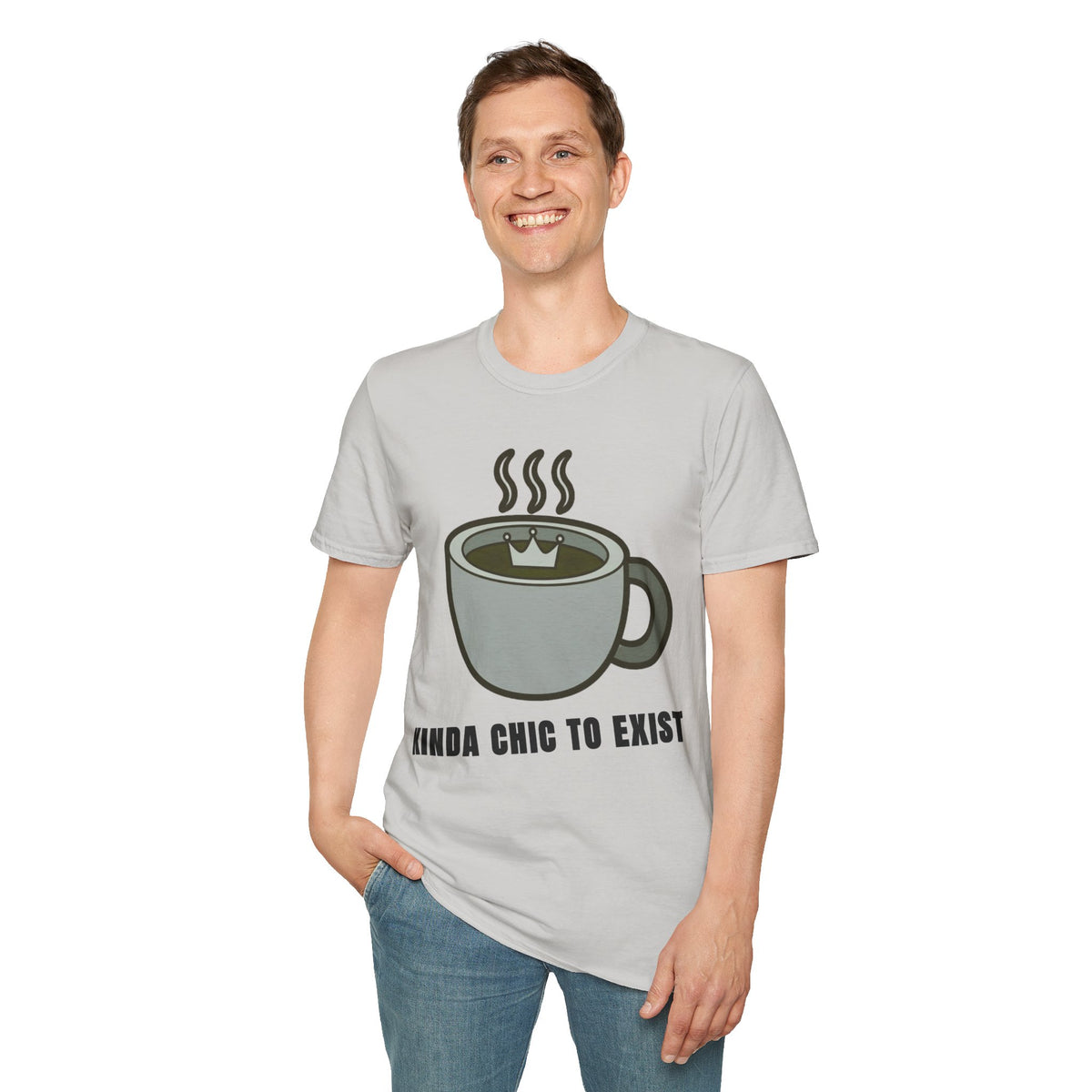 Coffee Mug Graphic T-Shirt — "Kinda Chic to Exist" Casual Tee - Trending Now - September 2026