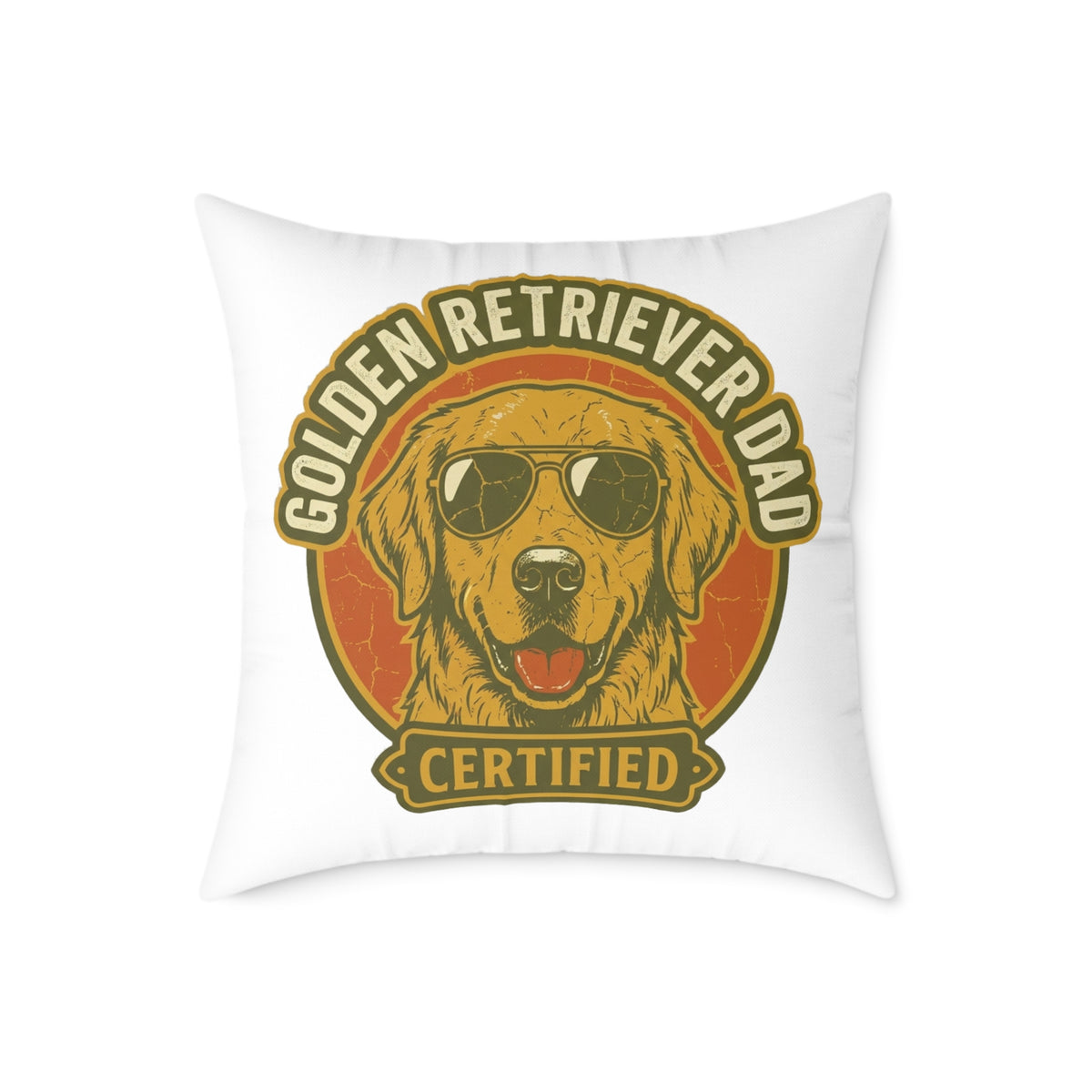 Funny Golden Retriever Dad Certified Pillow