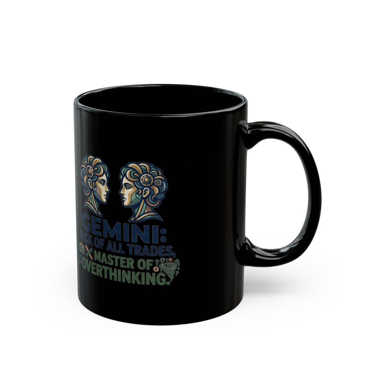 Gemini Zodiac Black Mug