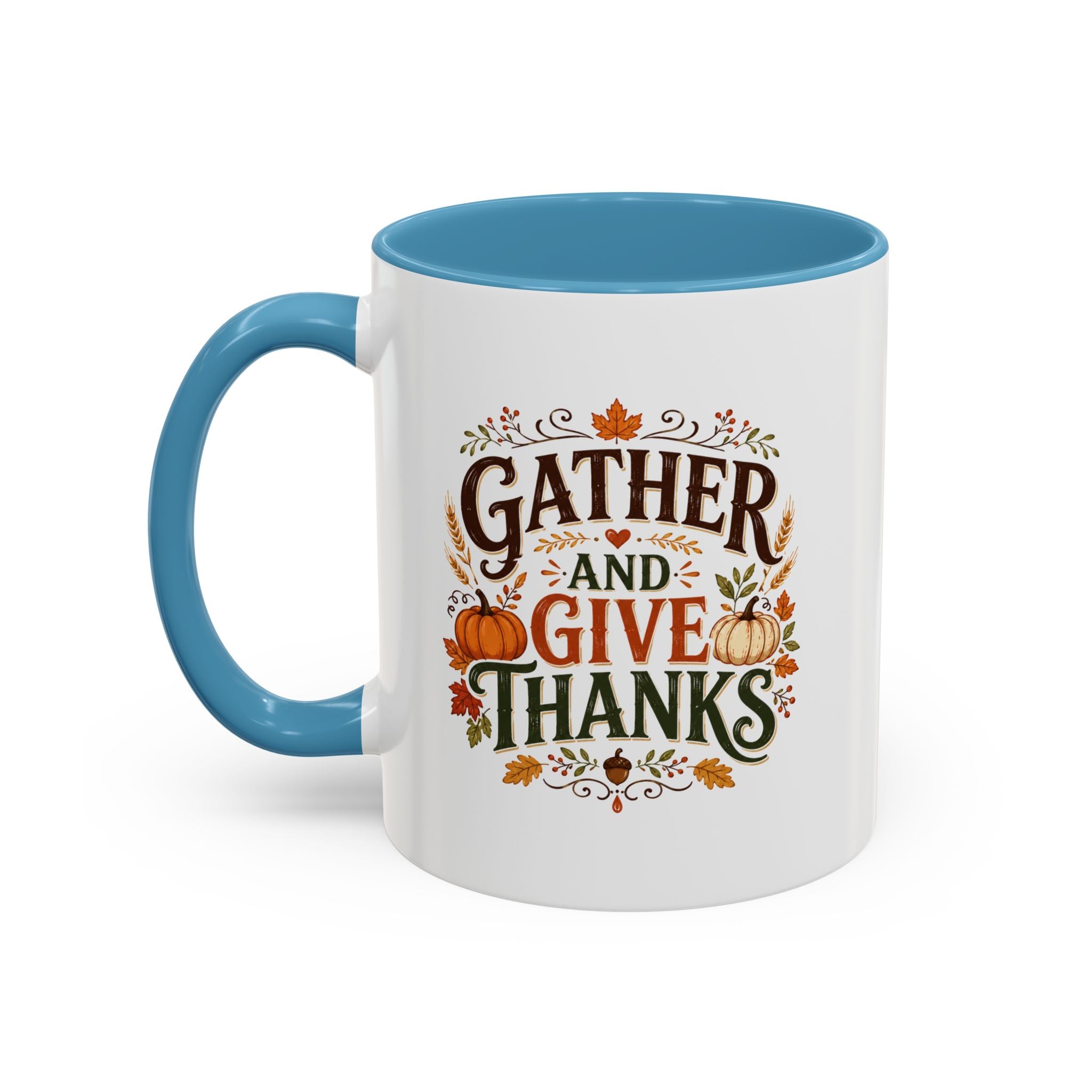 Thanksgiving Mug Gather and Give Thanks Coffee Mug — Thanksgiving Accent Mug