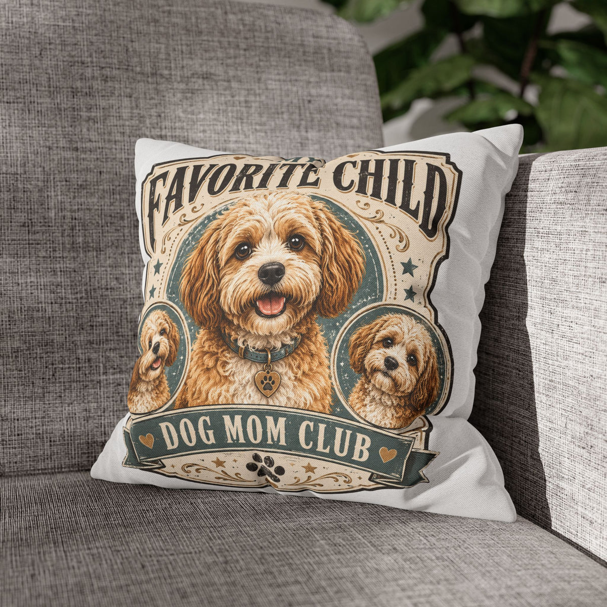 Dog Mom Pillowcase Milo Bailey Dog Dad Mom — "My Favorite Child" Spun Polyester Decorative Pillowcase