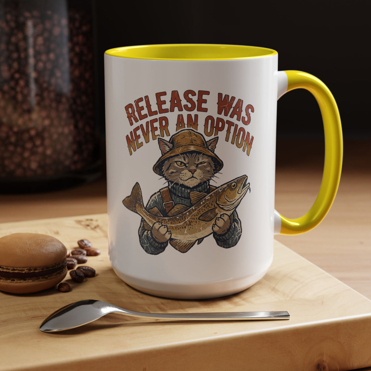 "Release Was Never An Option" Funny And Witty Accent Coffee Mug (11, 15oz)