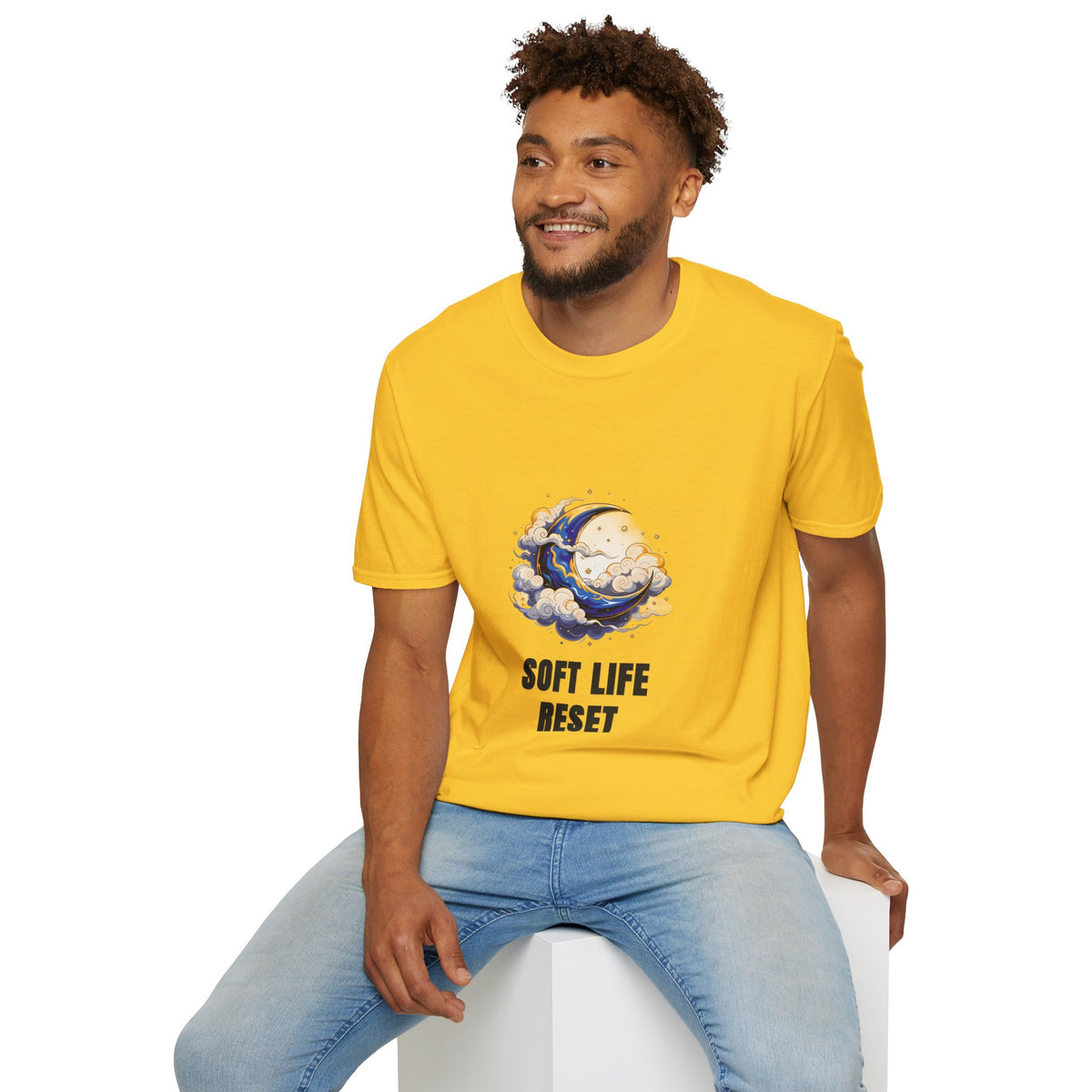 Soft Life Reset T-Shirt — Crescent Moon Cloud Graphic Tee - Trending Now - August 2026