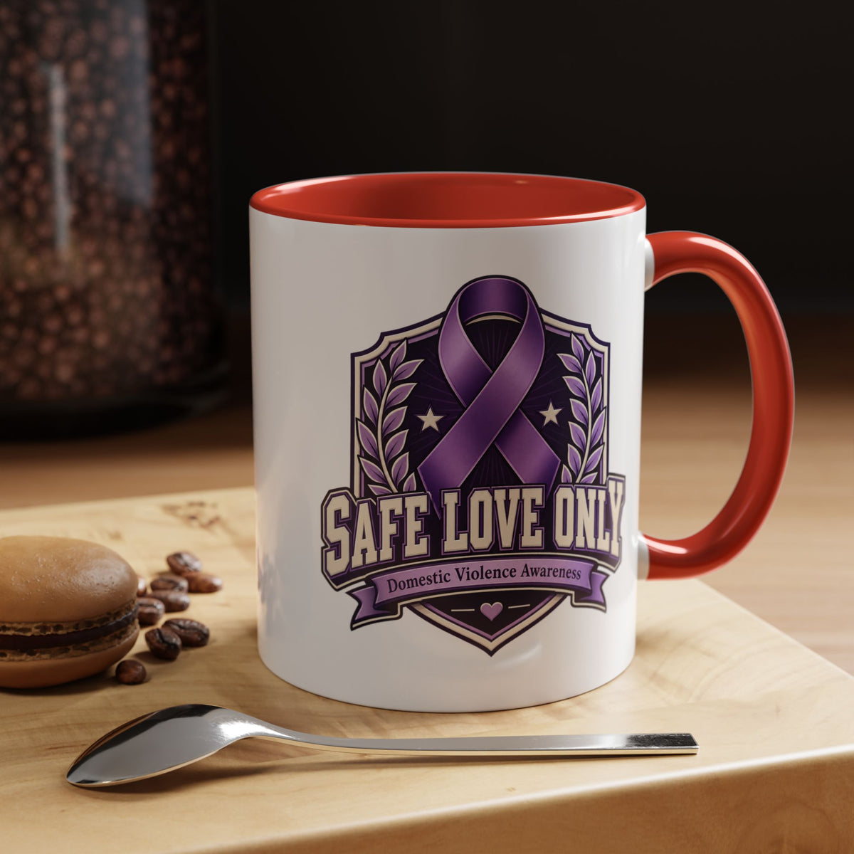 Coffee Mug — "Safe Love Only" Domestic Violence Awareness (Purple Ribbon)