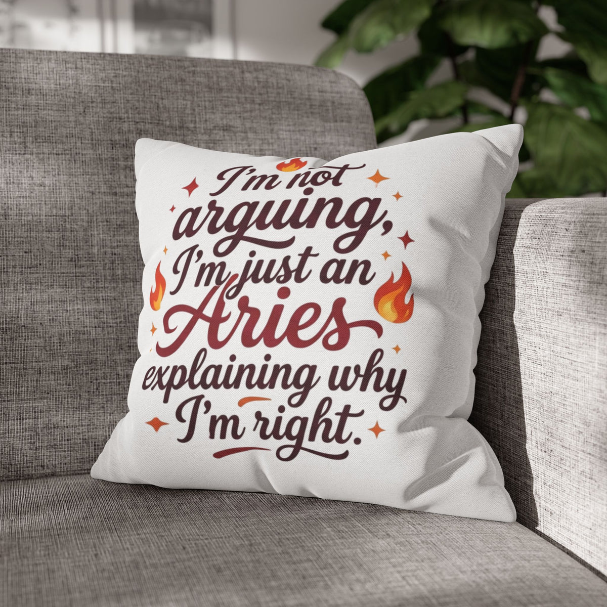 Aries Pillowcase I'm Not Arguing I'm Just an Aries Pillow — Zodiac Astrology Decorative Throw Pillowcase