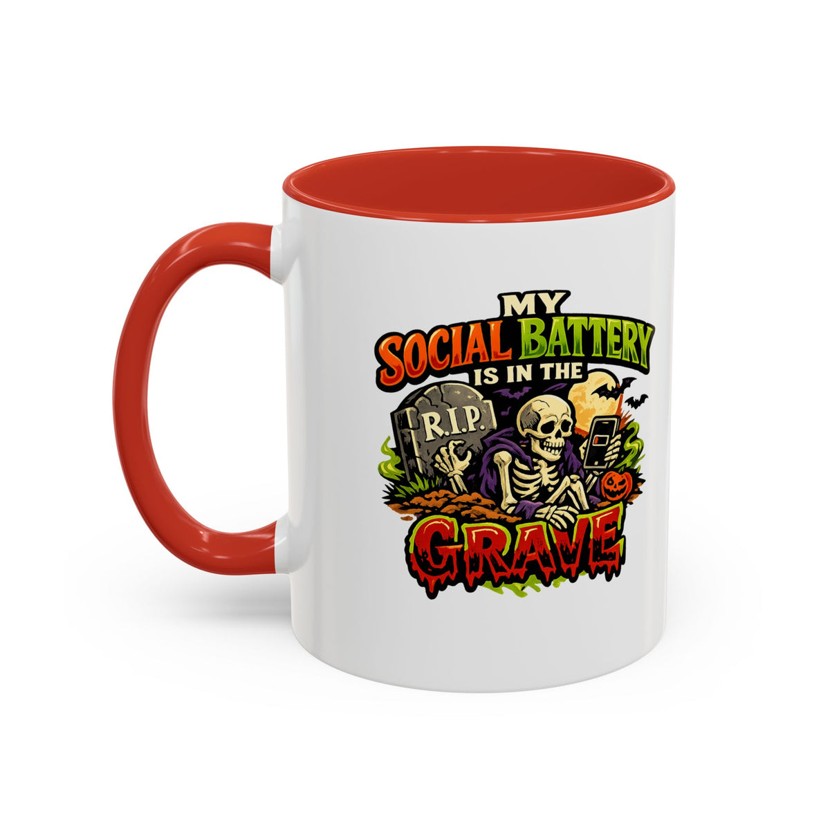 Halloween  Social Battery Is Low Accent Coffee Mug