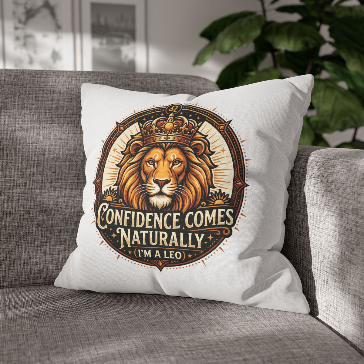 Leo Zodiac Confidence Comes Naturally Spun Polyester Square Pillowcase