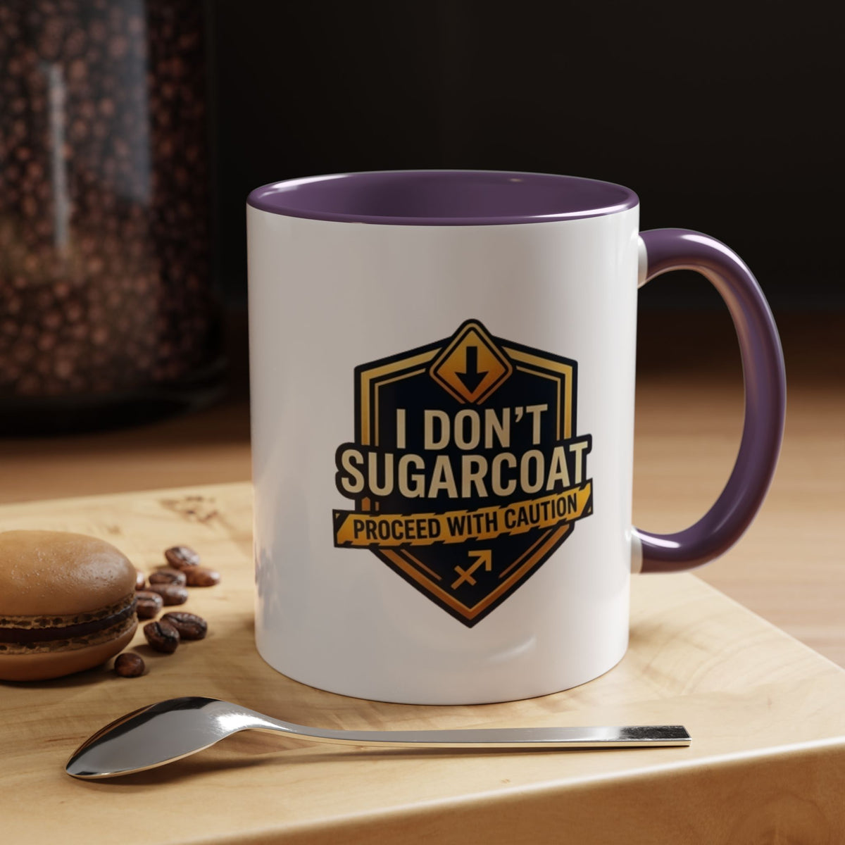 Sagittarius I Don't Sugarcoat Coffee Mug — Bold 'Proceed With Caution' Accent Mug