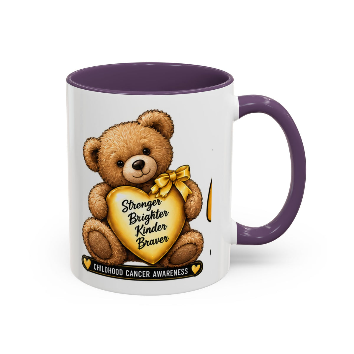 Gold Ribbon Teddy Bear Childhood Cancer Awareness Accent Mug (11/15oz)
