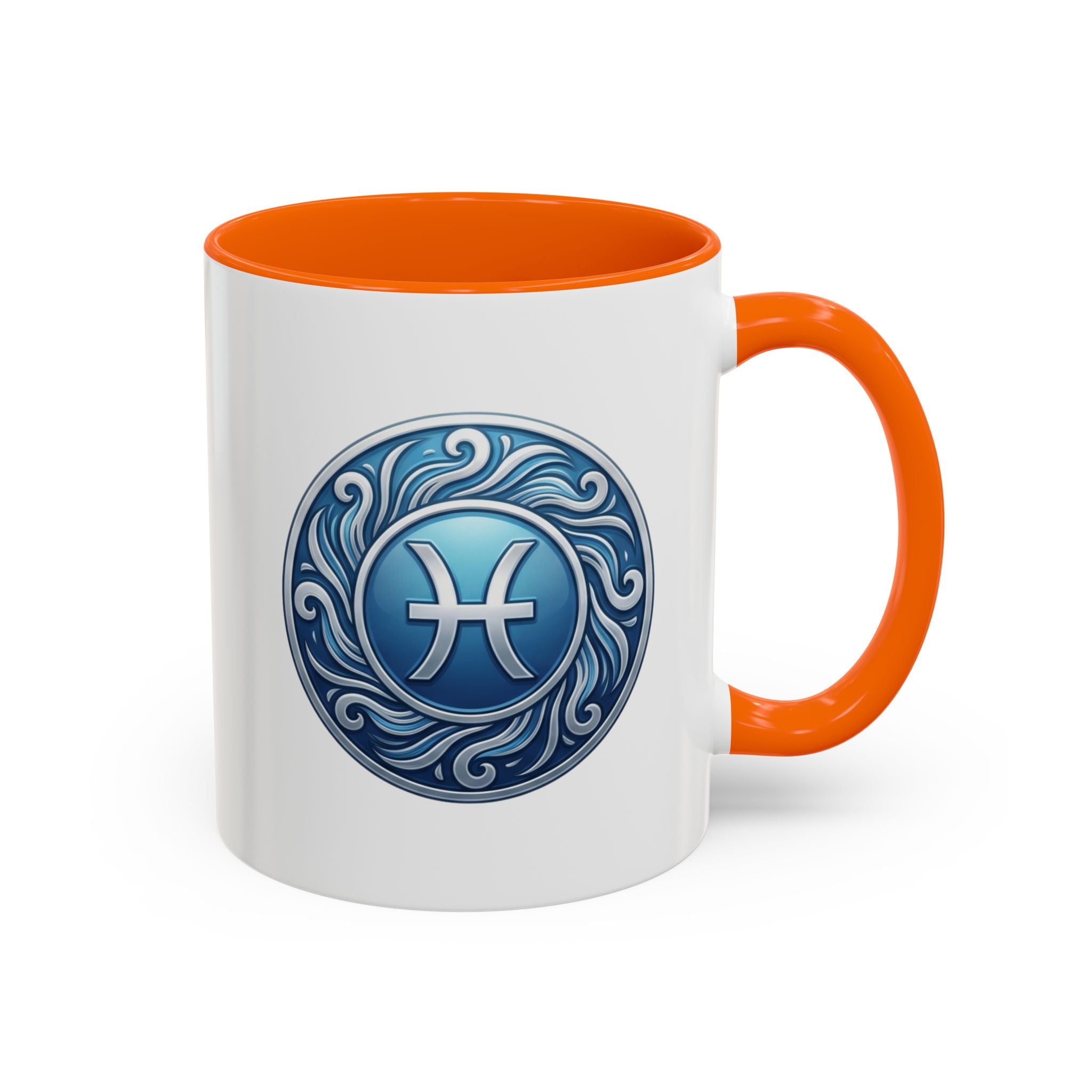 Pisces Zodiac Coffee Mug — Blue Astrological Symbol Accent Mug