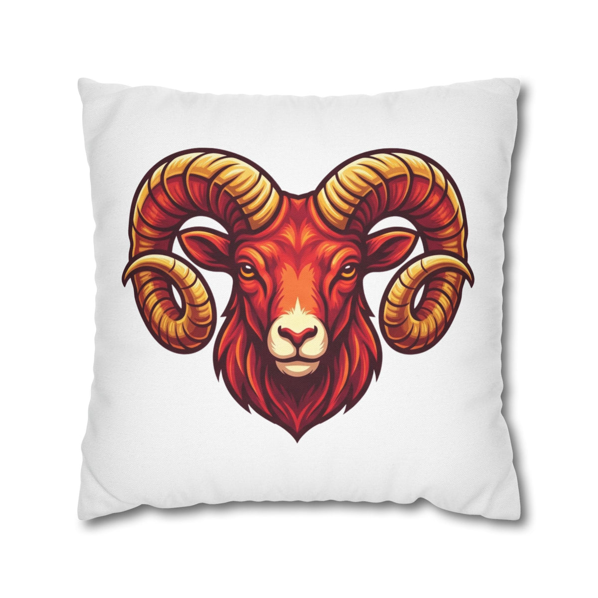 Aries Ram Throw Pillowcase — Bold Zodiac Goat Accent Pillow Cover