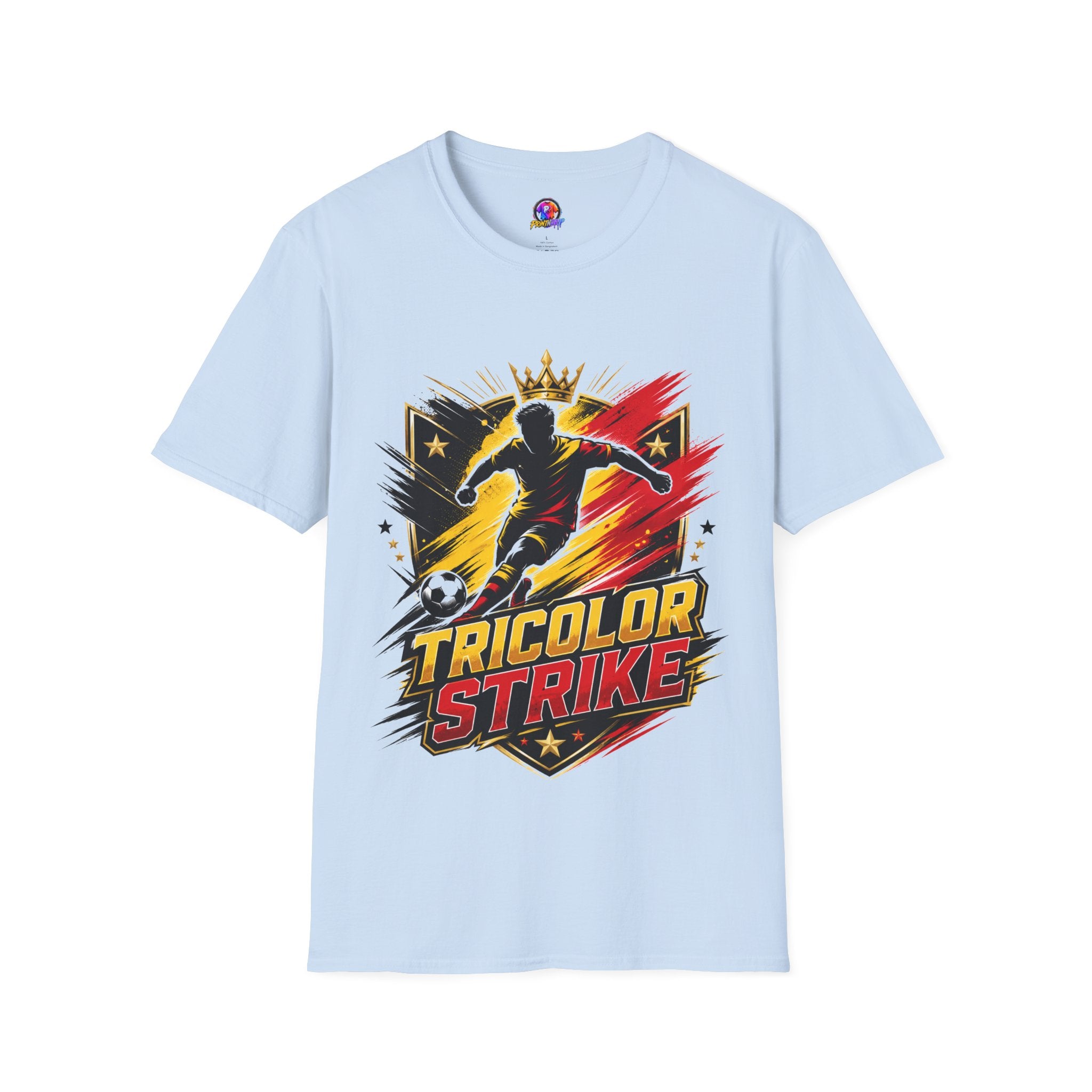 Belgium Soccer T-Shirt — 'Tricolor Strike' Graphic Jersey Tee