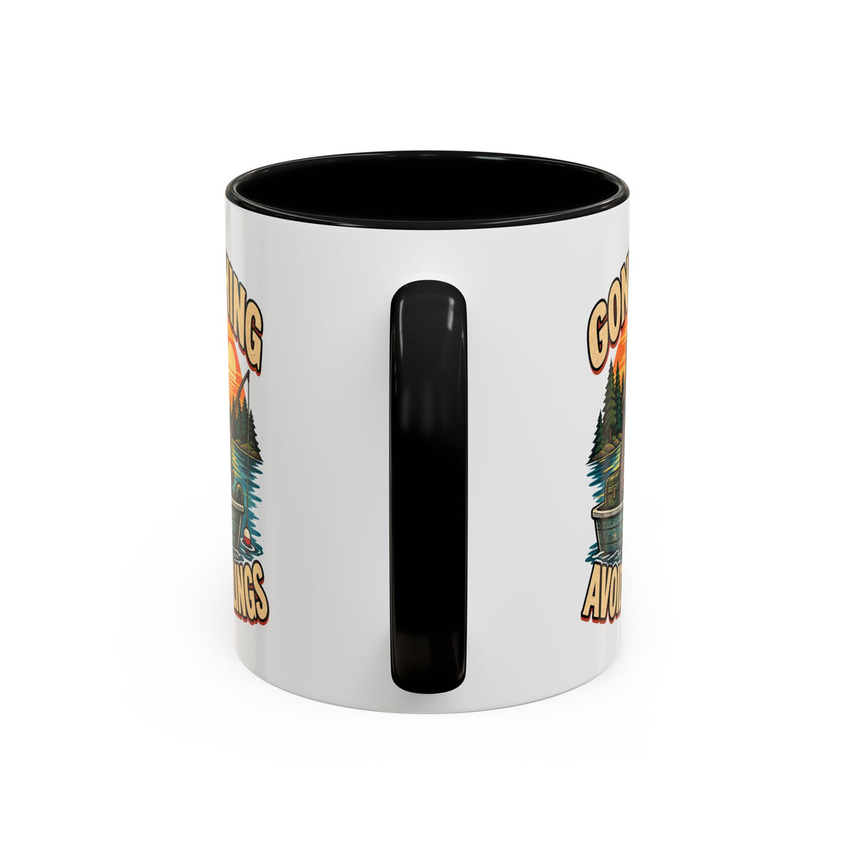 Funny And Witty "Gone Fishing Avoiding Feelings" Accent Coffee Mug (11, 15oz)