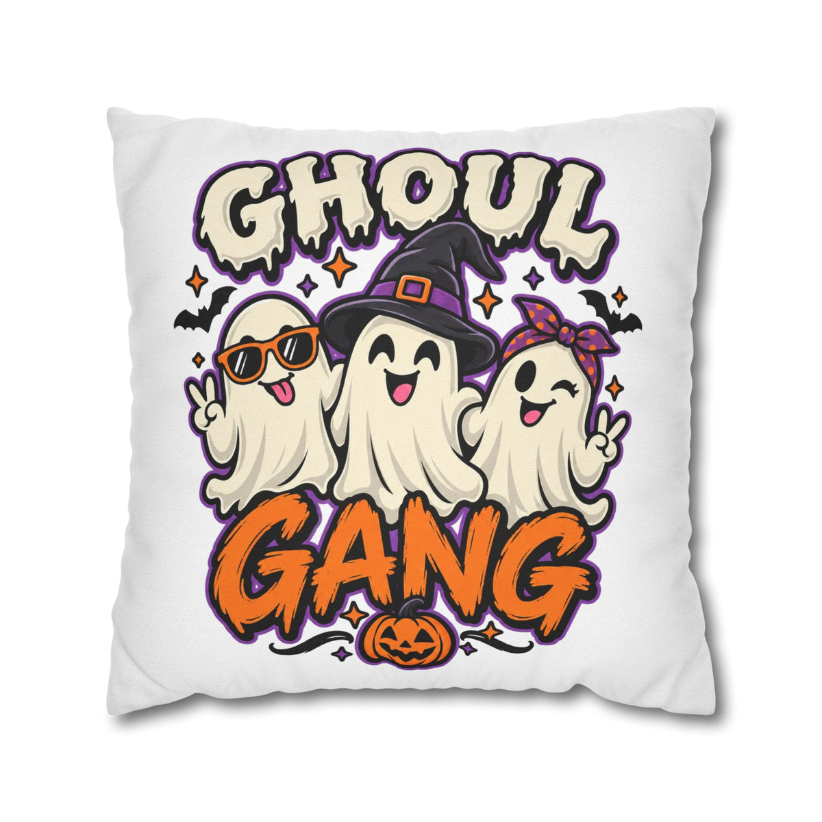 Ghoul Gang Halloween Throw Pillowcase — Cute Ghosts Decorative Pillow Cover