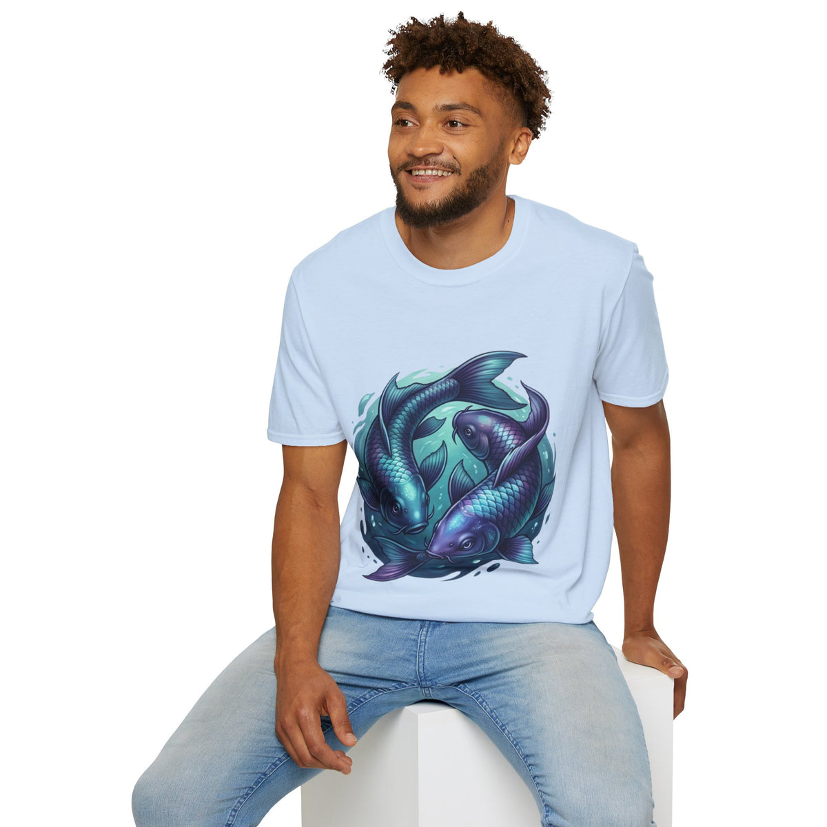 Koi Fish Circle T-Shirt — Artistic Yin Yang Aquatic Tee
