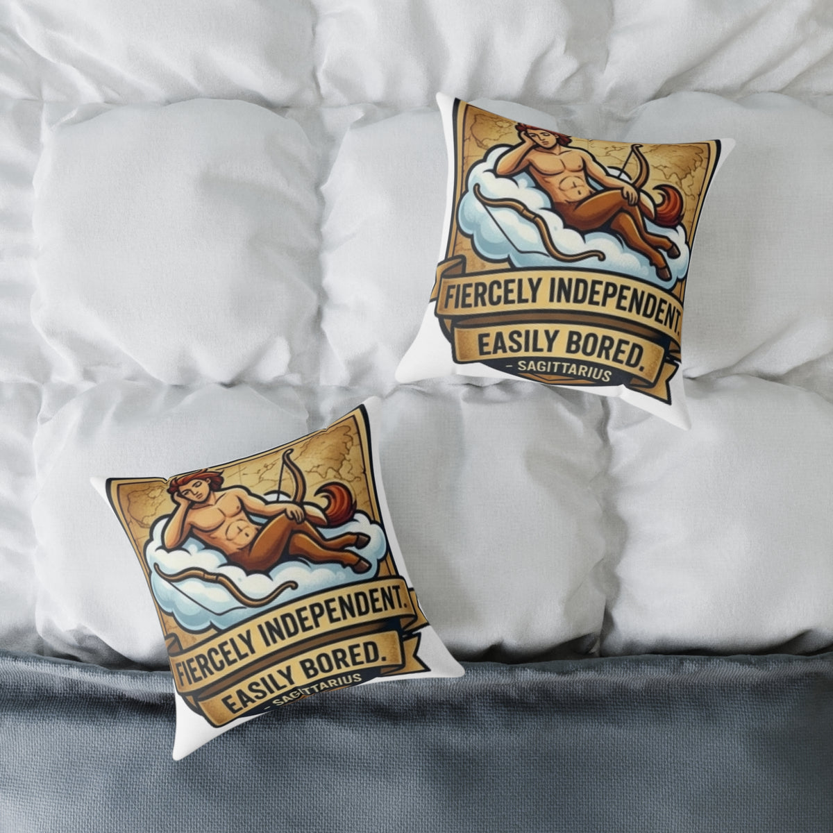Sagittarius Zodiac Fiercely Independent Square Poly Canvas Pillow