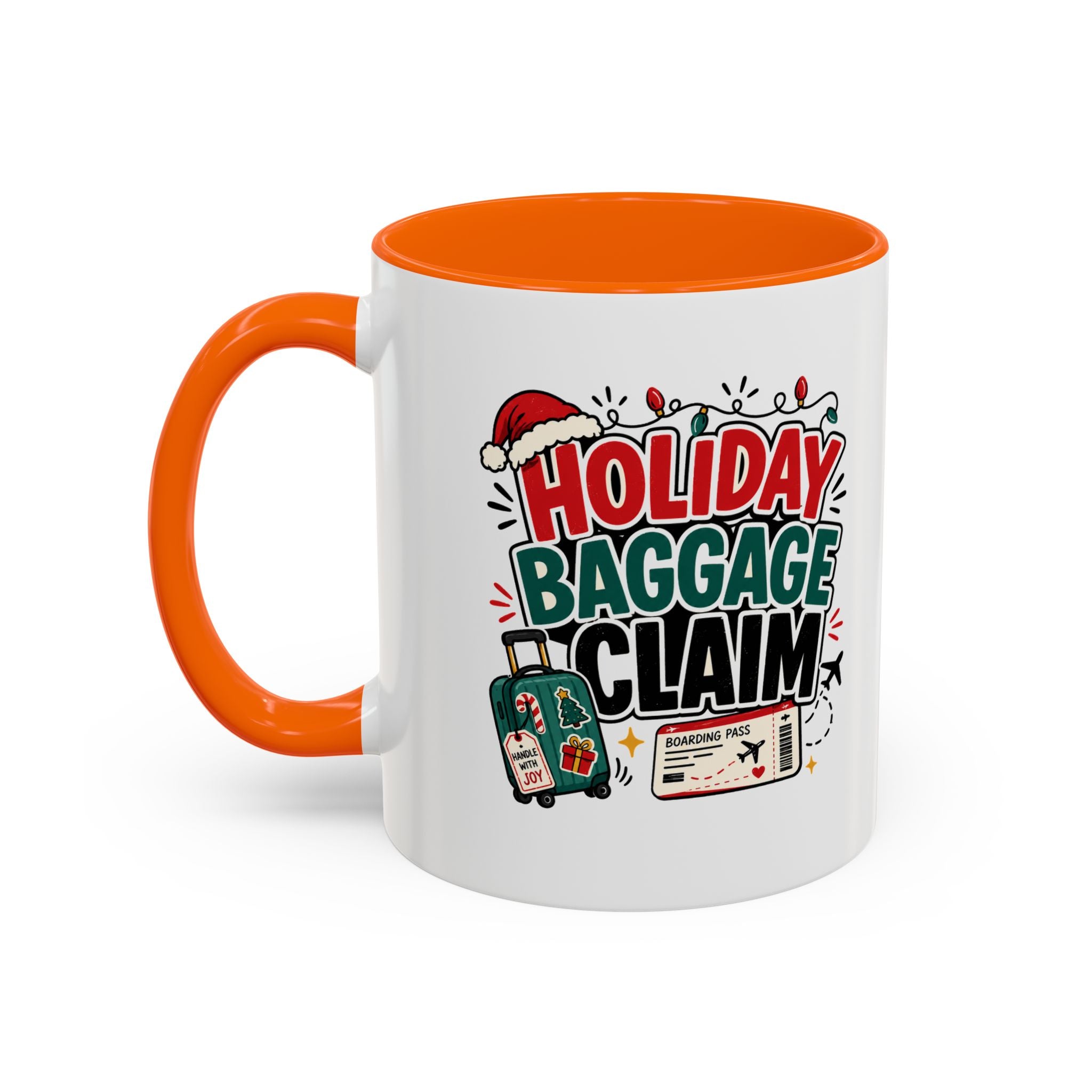 Modern Day Christmas Holiday Baggage Claim Coffee Mug — Funny Christmas Travel Gift (11/15oz)