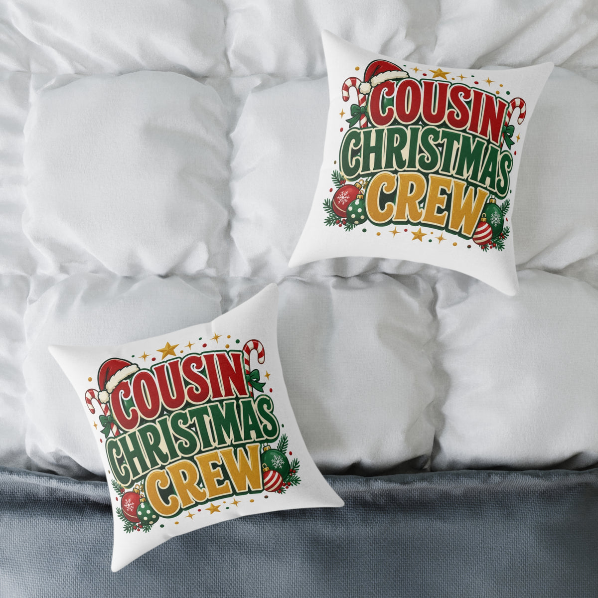 Cousin Christmas Crew Throw Pillow — Festive Holiday Decorative Cushion