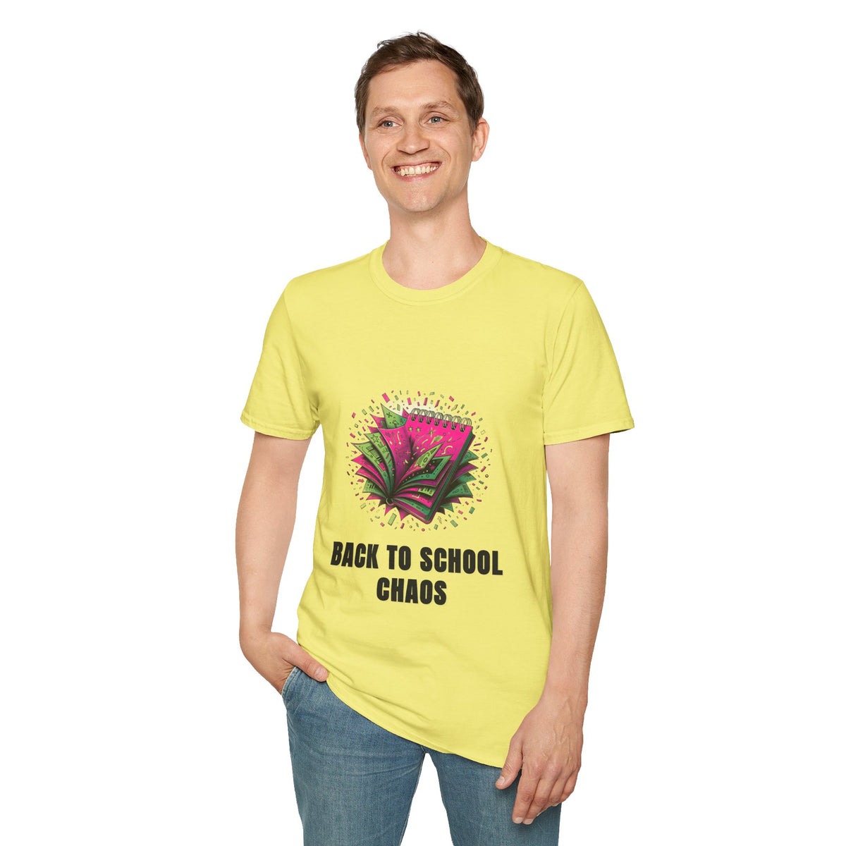Back to School Chaos T-Shirt — Colorful Notebooks Graphic Tee for Students & Teachers - Trending Now - August 2026