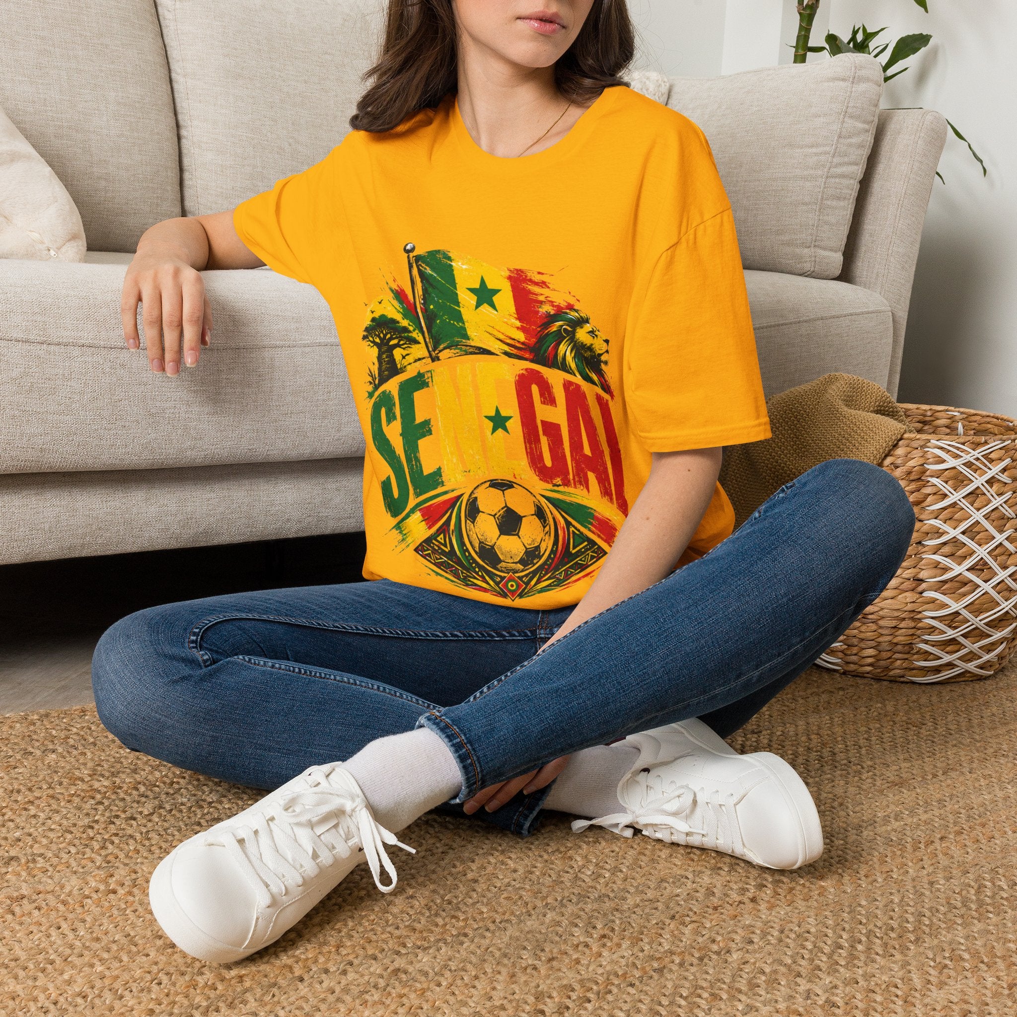 Senegal Flag Soccer T-Shirt — Lion & Football Pride Tee