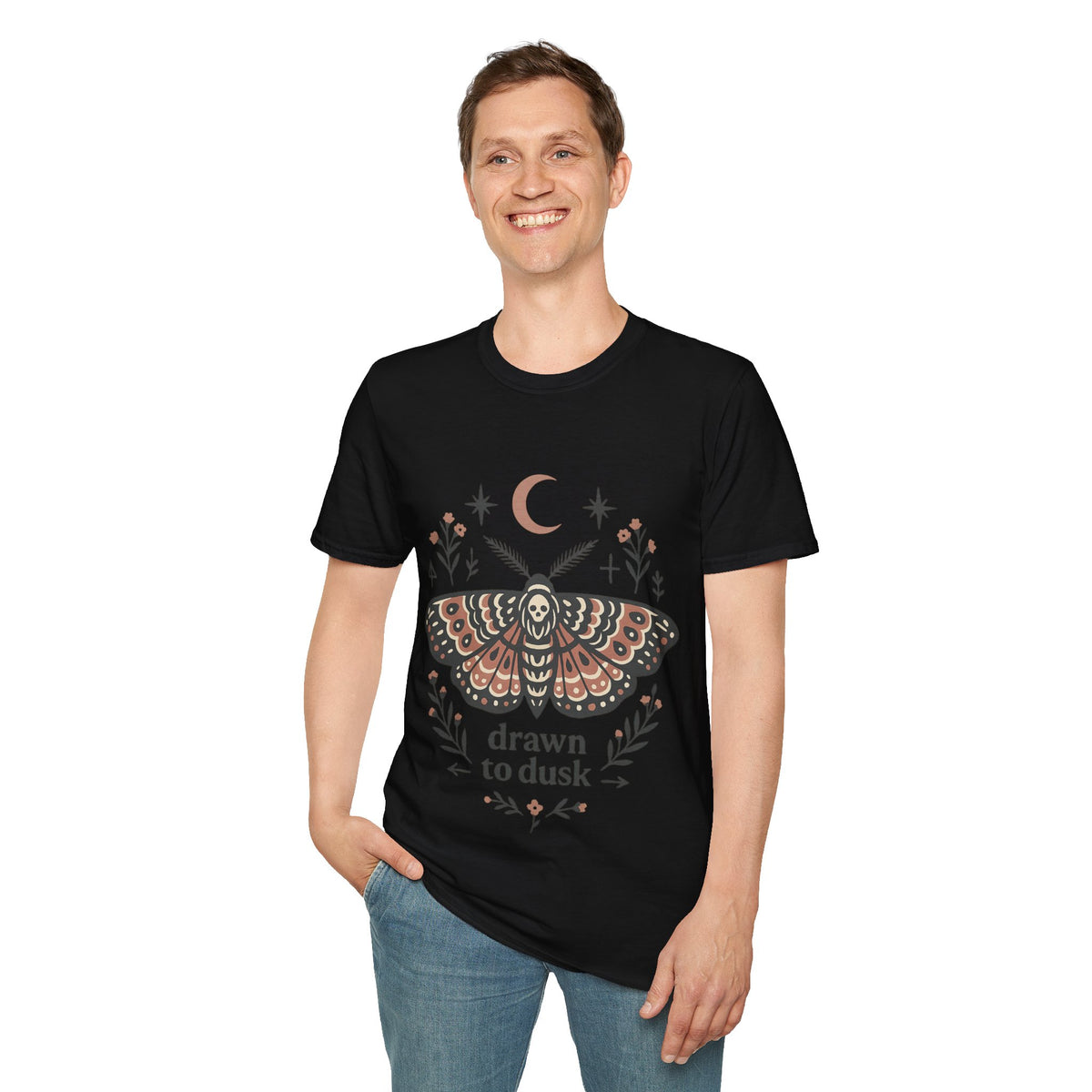 Mystic Moth T-Shirt — Crescent Moon & Floral Boho Graphic - Trending Now- August 2026