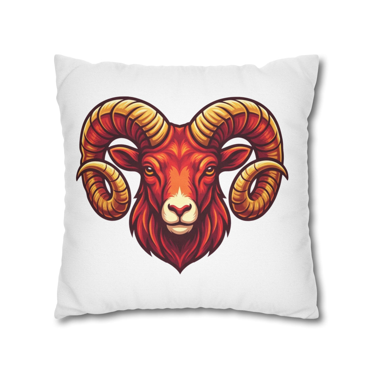 Aries Ram Throw Pillowcase — Bold Zodiac Goat Accent Pillow Cover