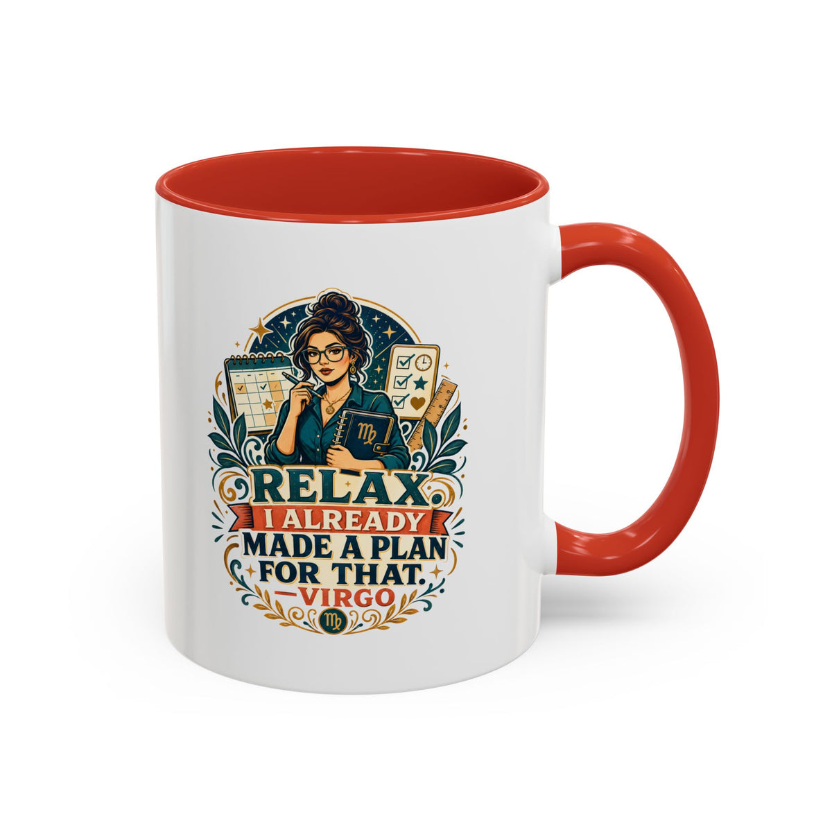 Virgo Zodiac Mug Accent Coffee Mug — "Relax I Already Made a Plan for That" Virgo Astrology Mug