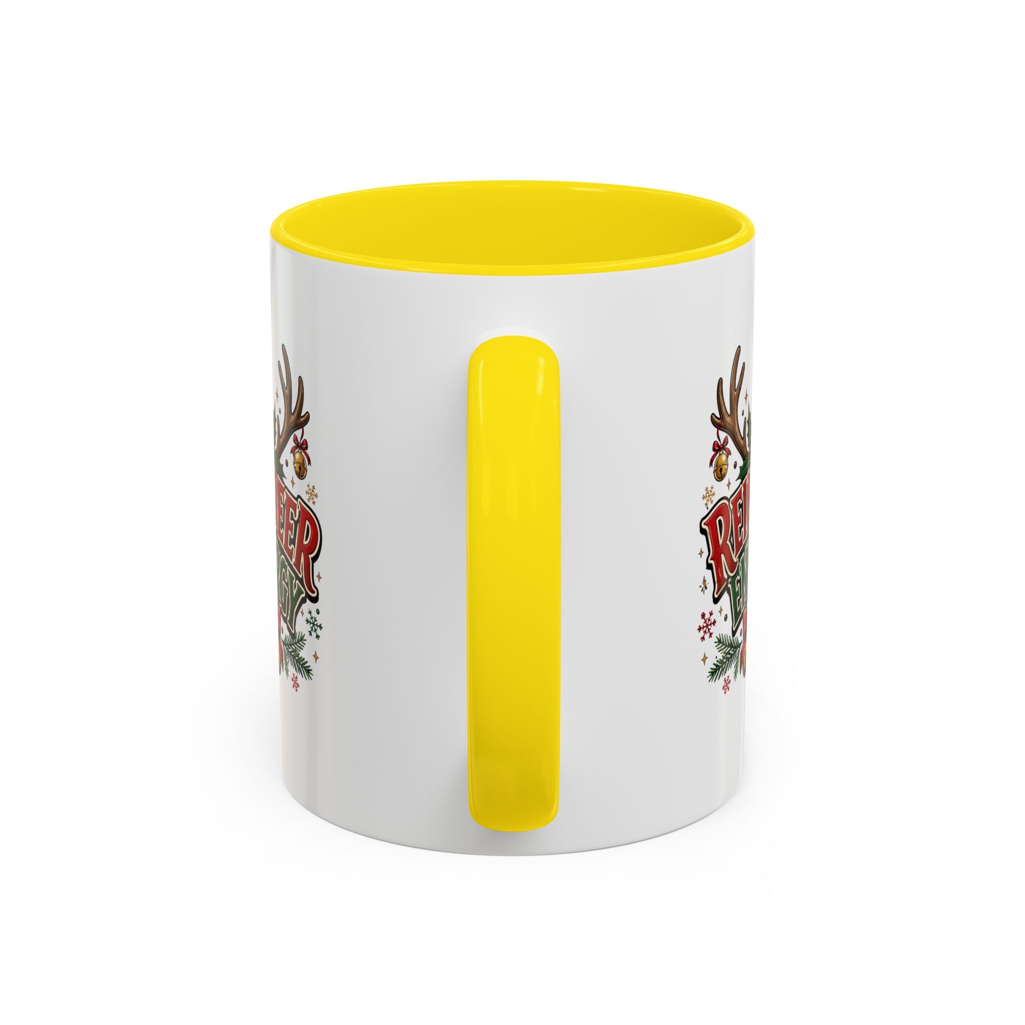 Reindeer Energy Coffee Mug – Holiday Christmas Antlers & Bells Accent Mug
