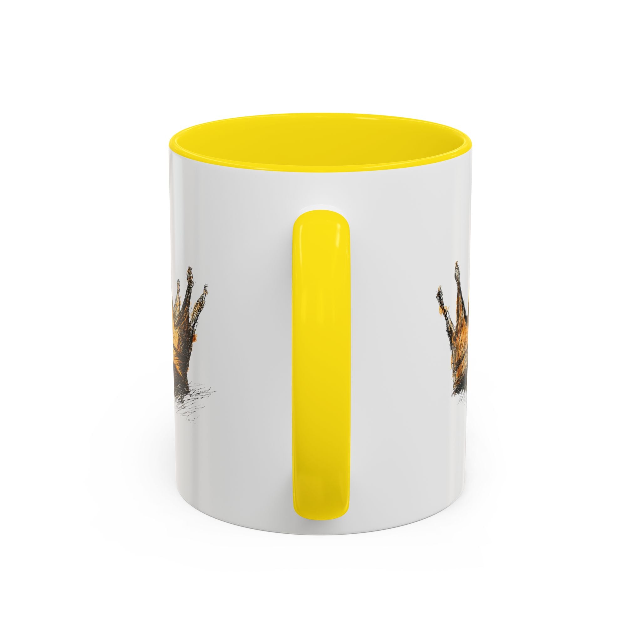Royal Crown Accent Coffee Mug — Hand-Sketched Gold Crown Design