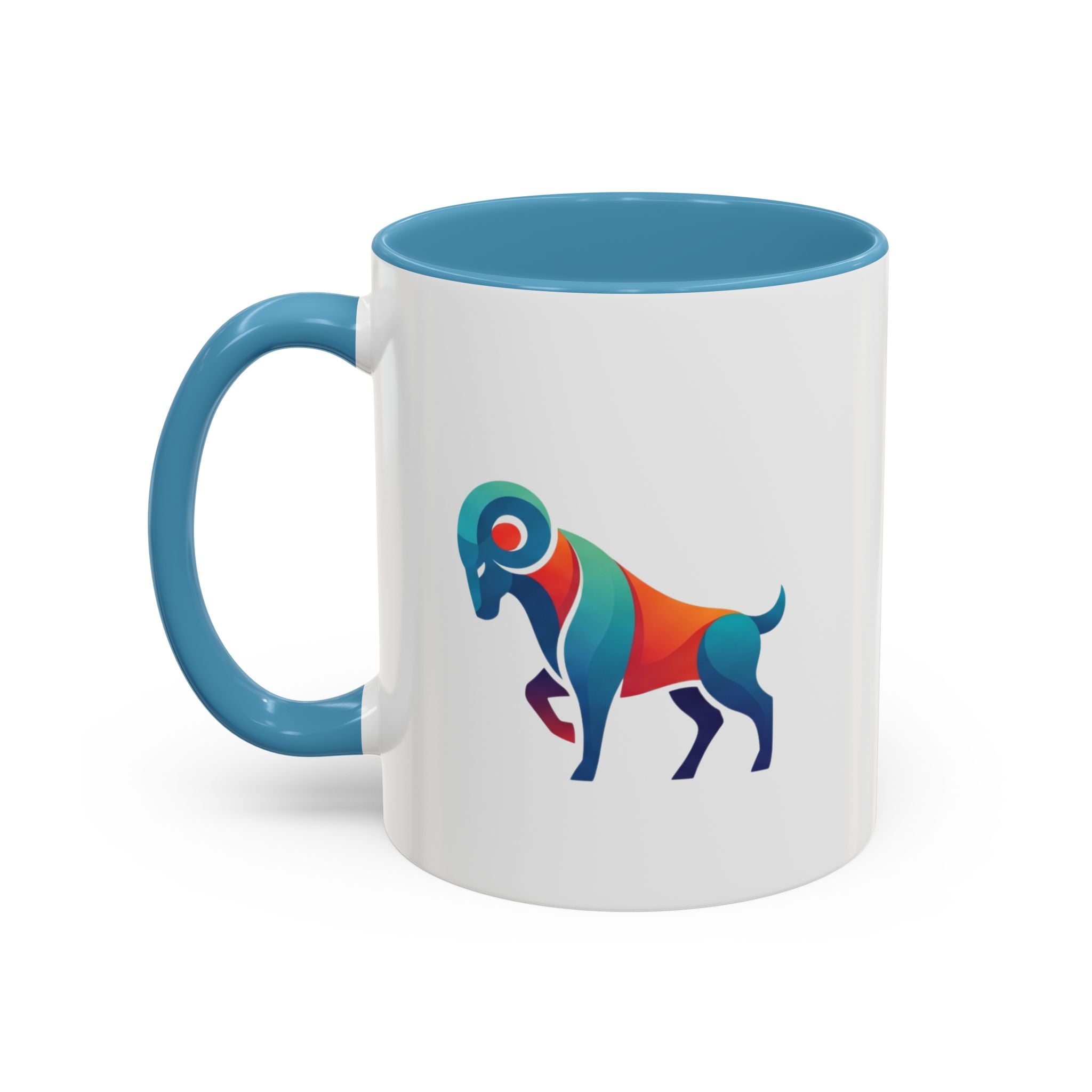 Colorful Ram Accent Coffee Mug — Geometric Zodiac Aries Design