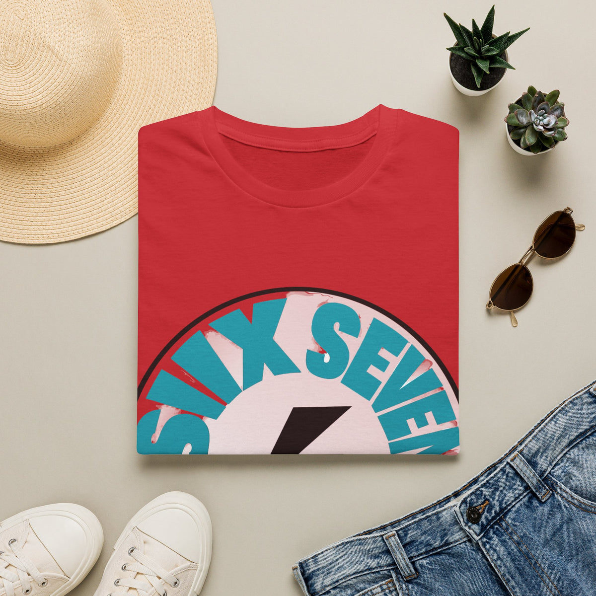 Six Seven Energy Circular Retro Lightning Tee - Bold Coastal Blue Graphic T-Shirt - Trending Now - September 2026