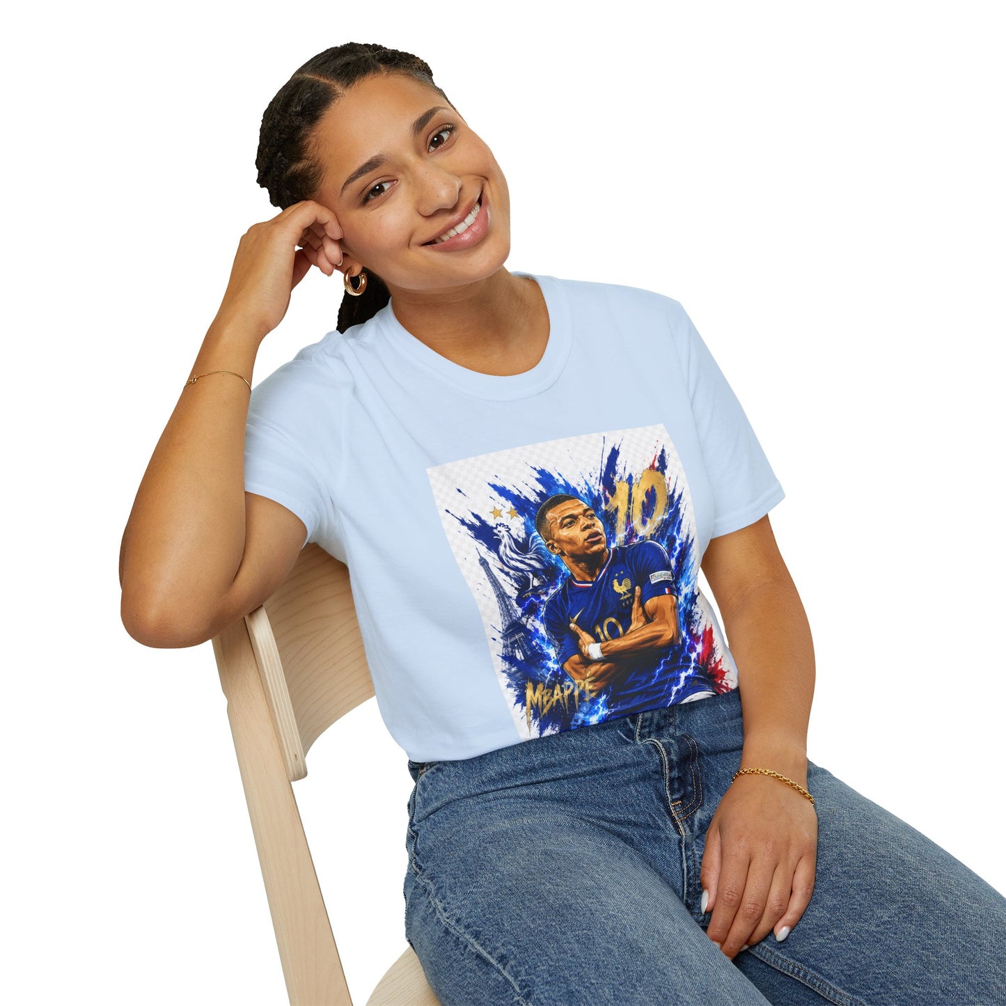 France Mbappé Soccer T-Shirt — #10 Blue Action Portrait Tee