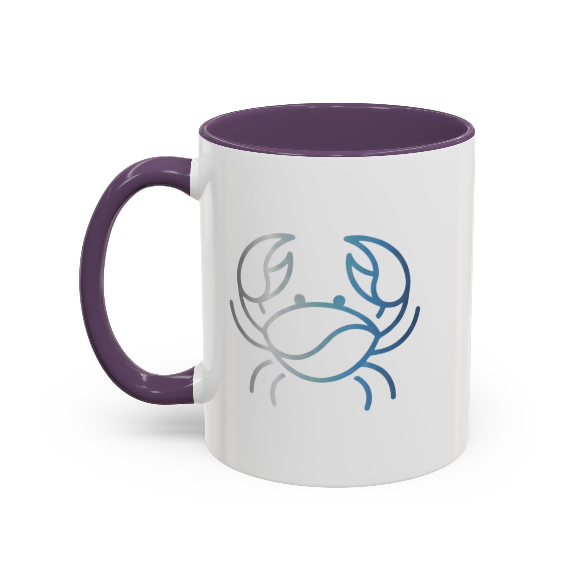 Crab Accent Coffee Mug — Minimal Coastal Zodiac Crab Design
