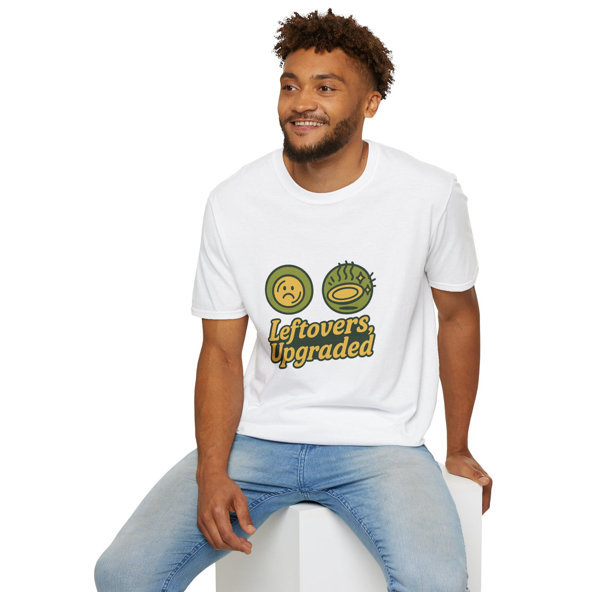 Leftovers Upgraded T-Shirt — Funny Foodie Tee with Soup & Smiley Icons - Trending Now - September 2026